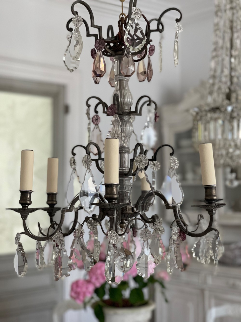 Antique French crystal chandelier - rewired View III