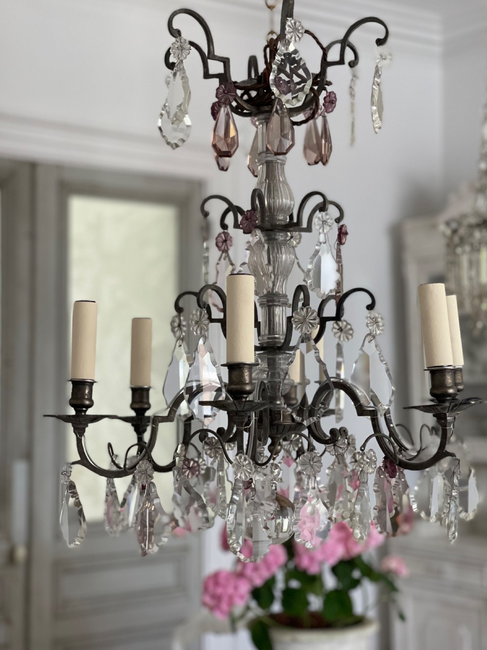 Antique French crystal chandelier - rewired View IV