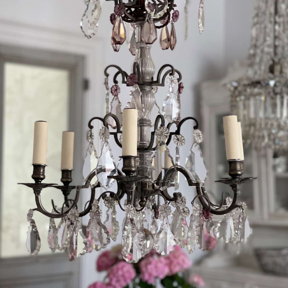 Antique French crystal chandelier - rewired View V