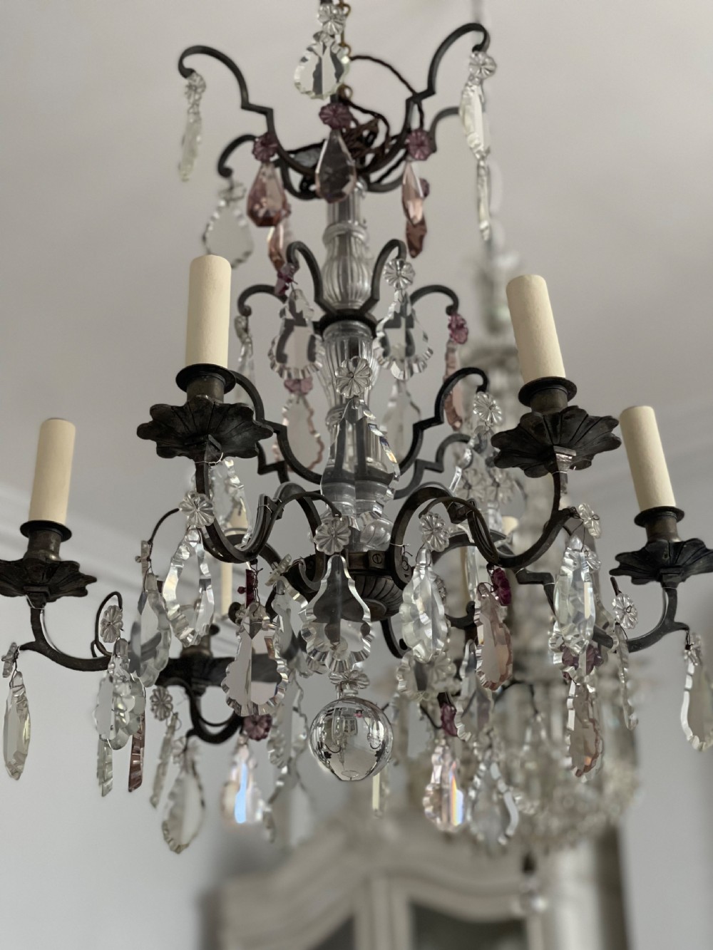 Antique French crystal chandelier - rewired View VII