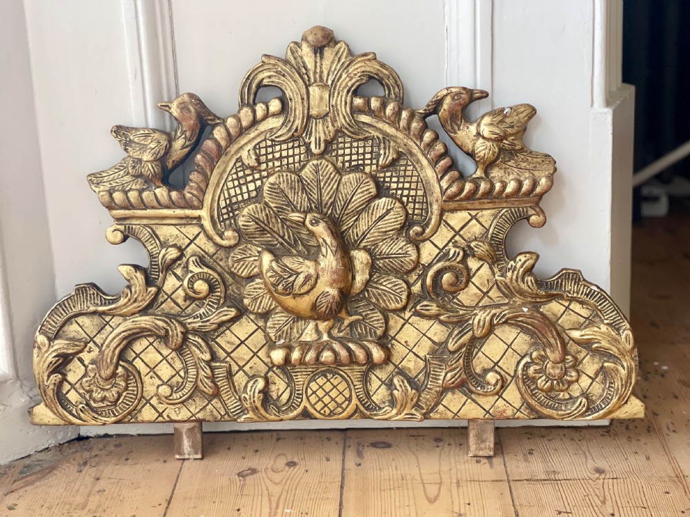 Antique French gilt wood mirror crest 