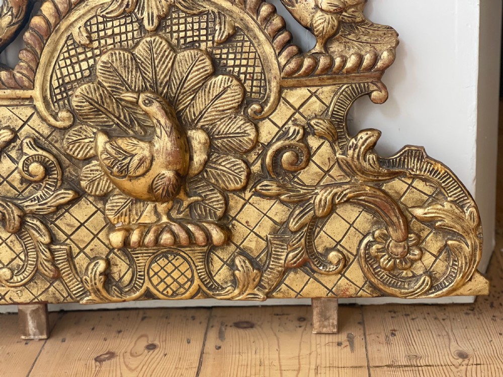Antique French gilt wood mirror crest  View II