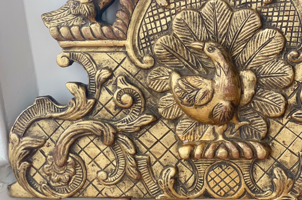 Antique French gilt wood mirror crest  View III