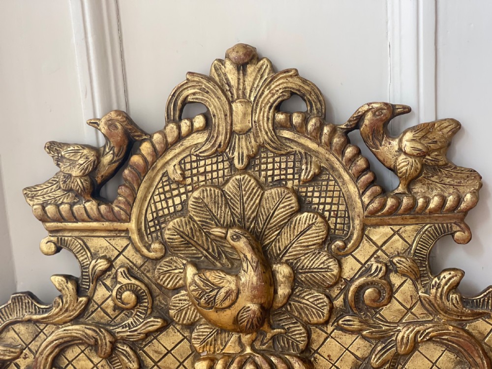 Antique French gilt wood mirror crest  View V
