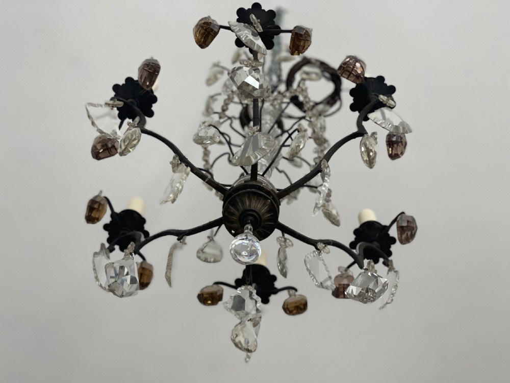 Antique French crystal 6 branch chandelier  View II