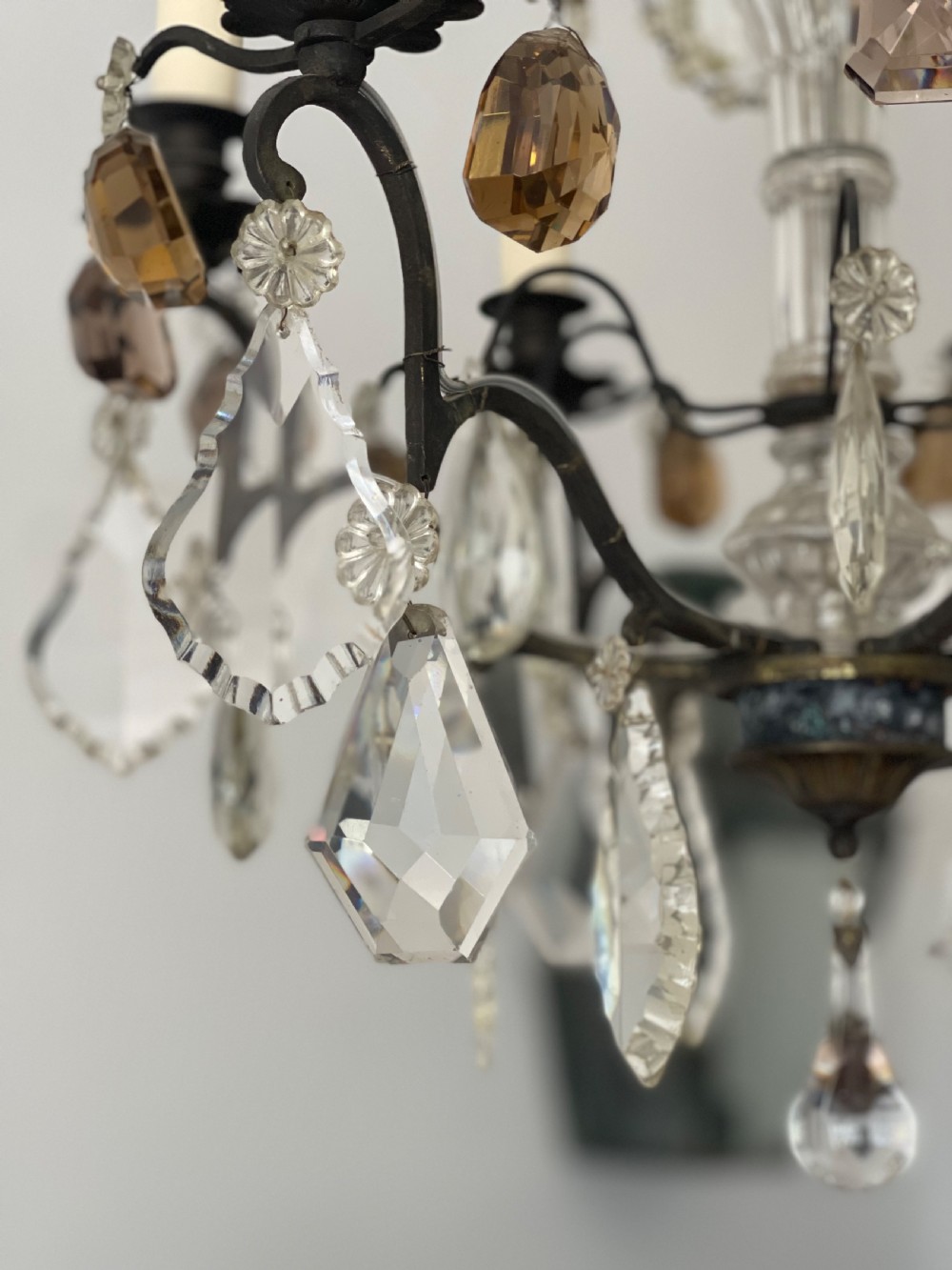 Antique French crystal 6 branch chandelier  View VI