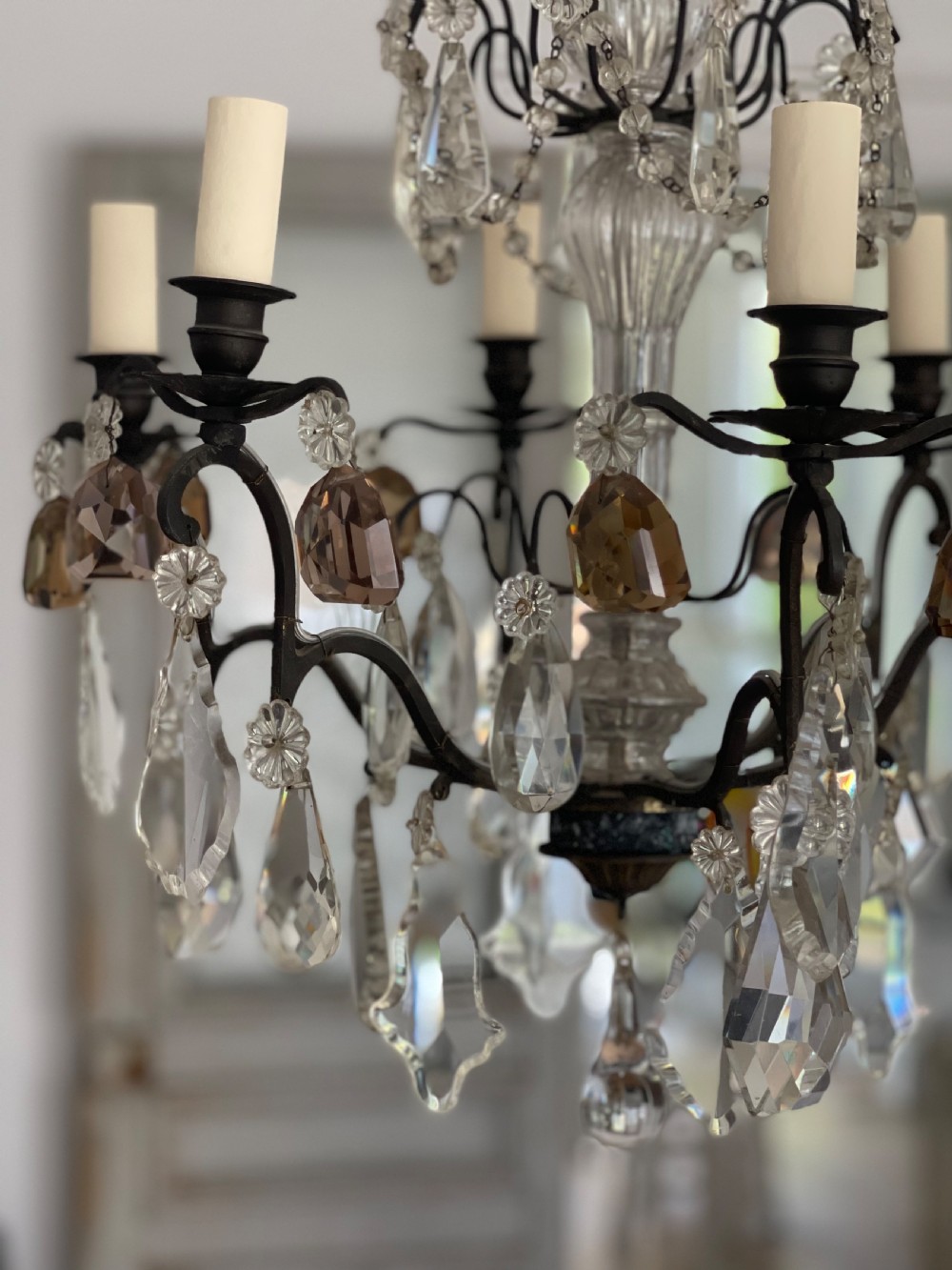 Antique French crystal 6 branch chandelier  View VII