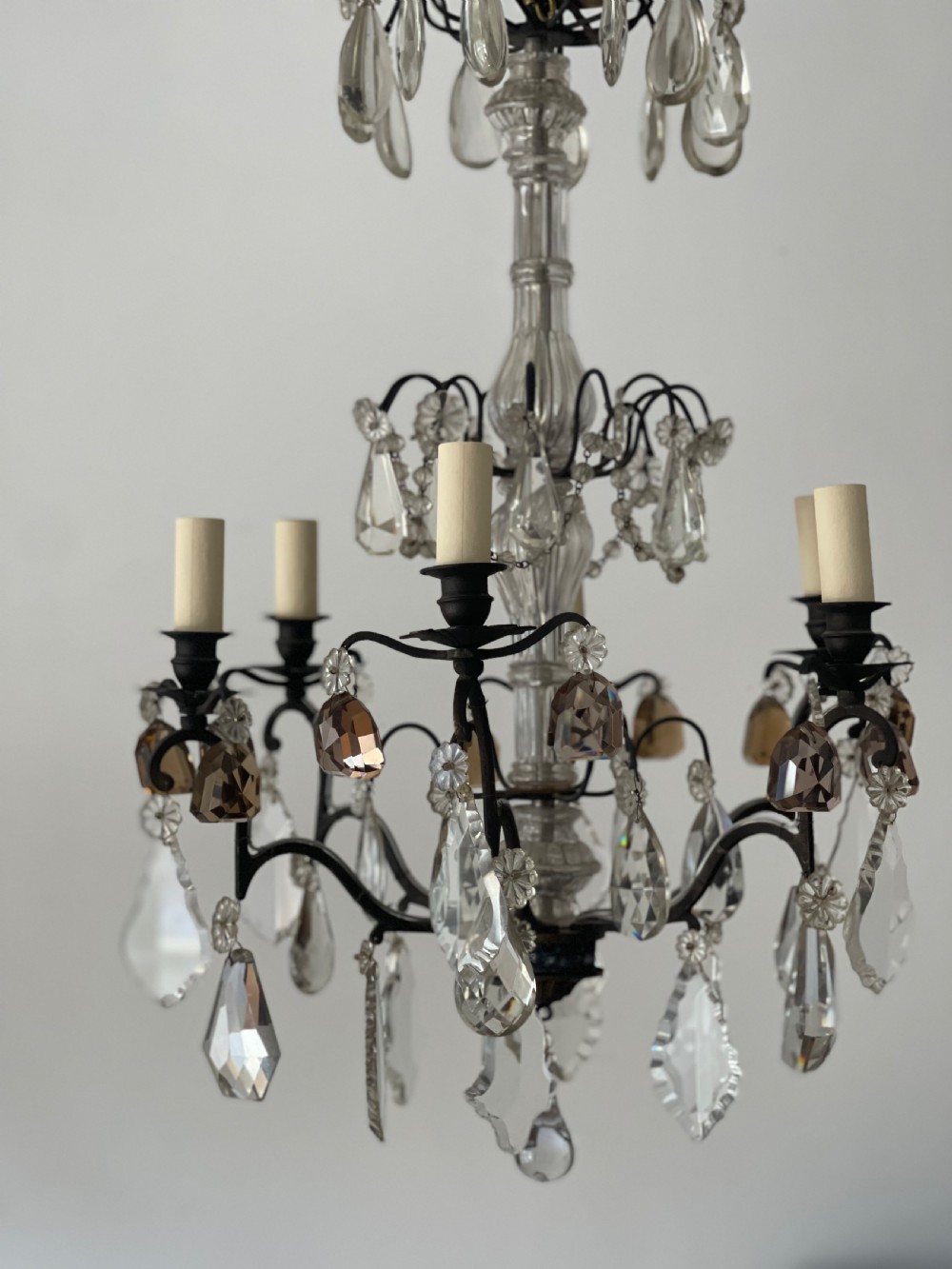 Antique French crystal 6 branch chandelier  View VIII