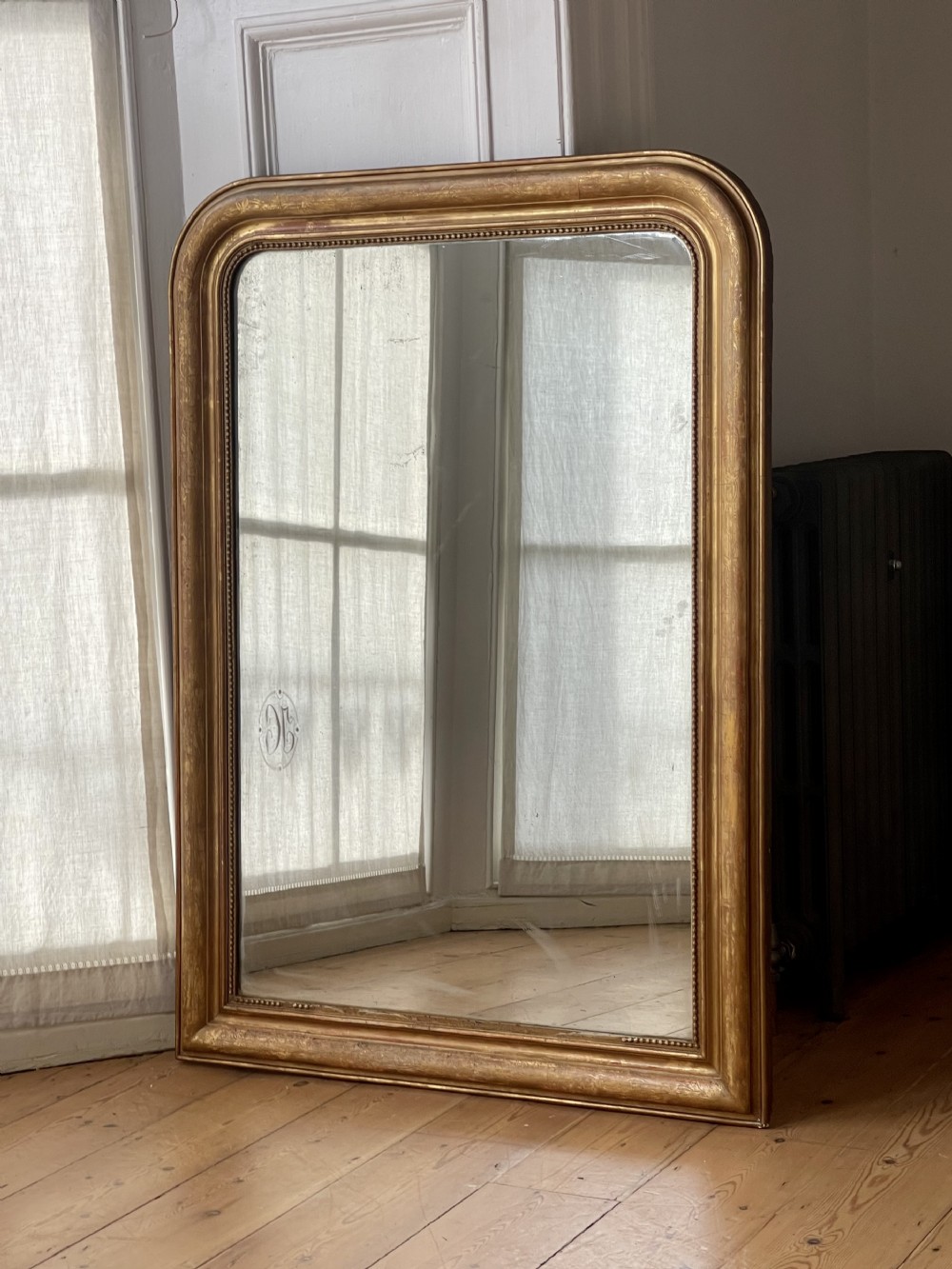 Antique French Louis Philippe gilt mirror c1850