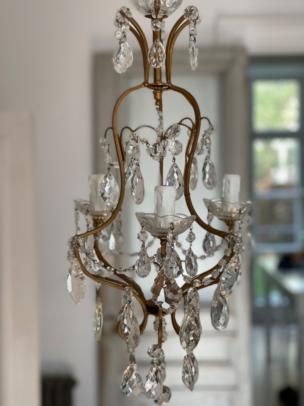 Antique French cage chandelier 