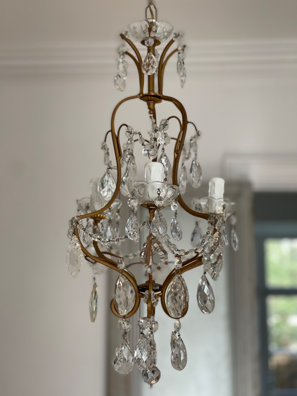 Antique French cage chandelier  View VII