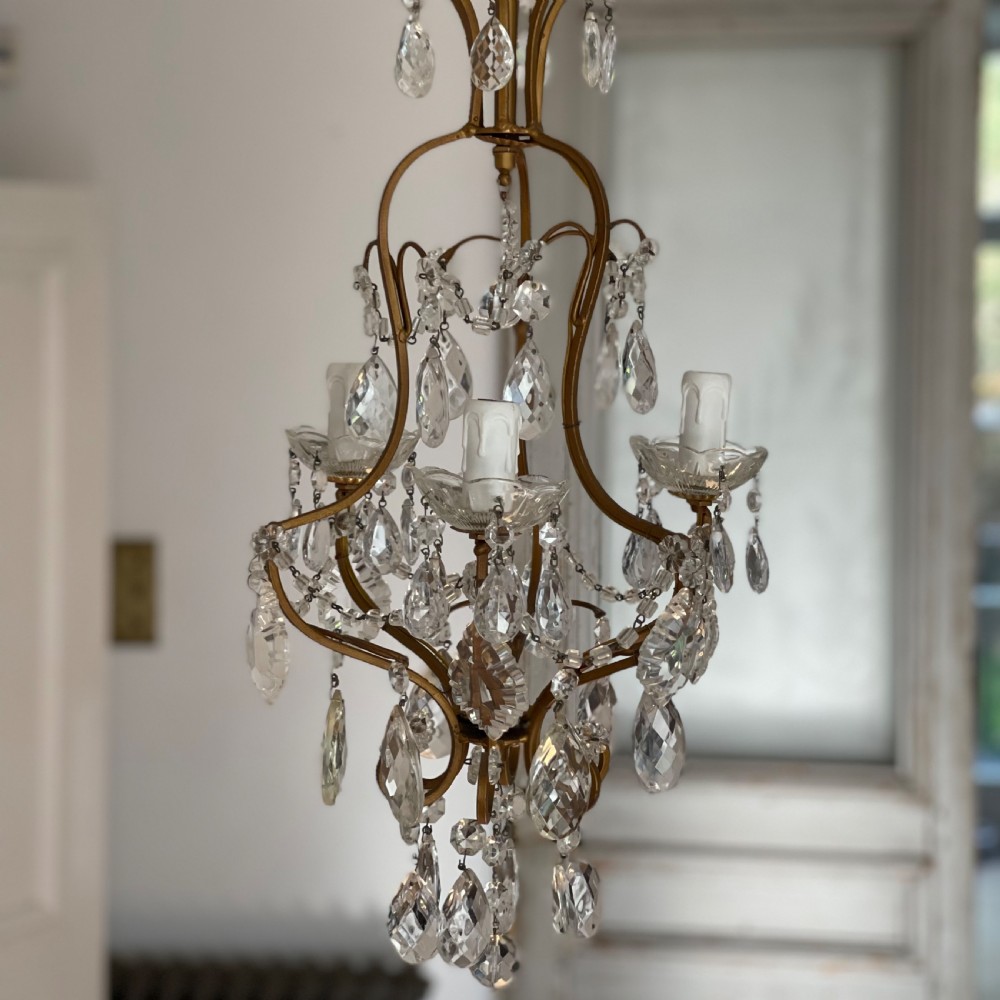 Antique French cage chandelier  View X