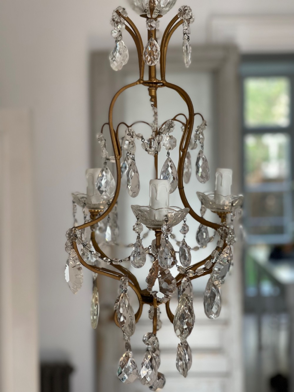 Antique French cage chandelier  View XI