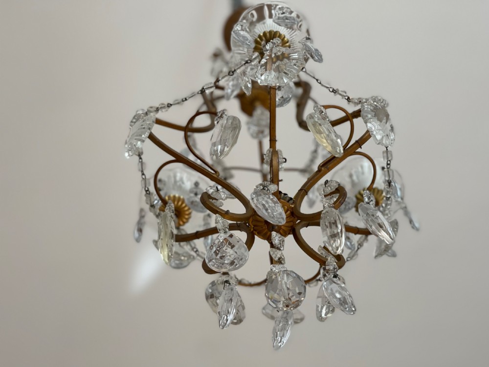 Antique French cage chandelier  View V