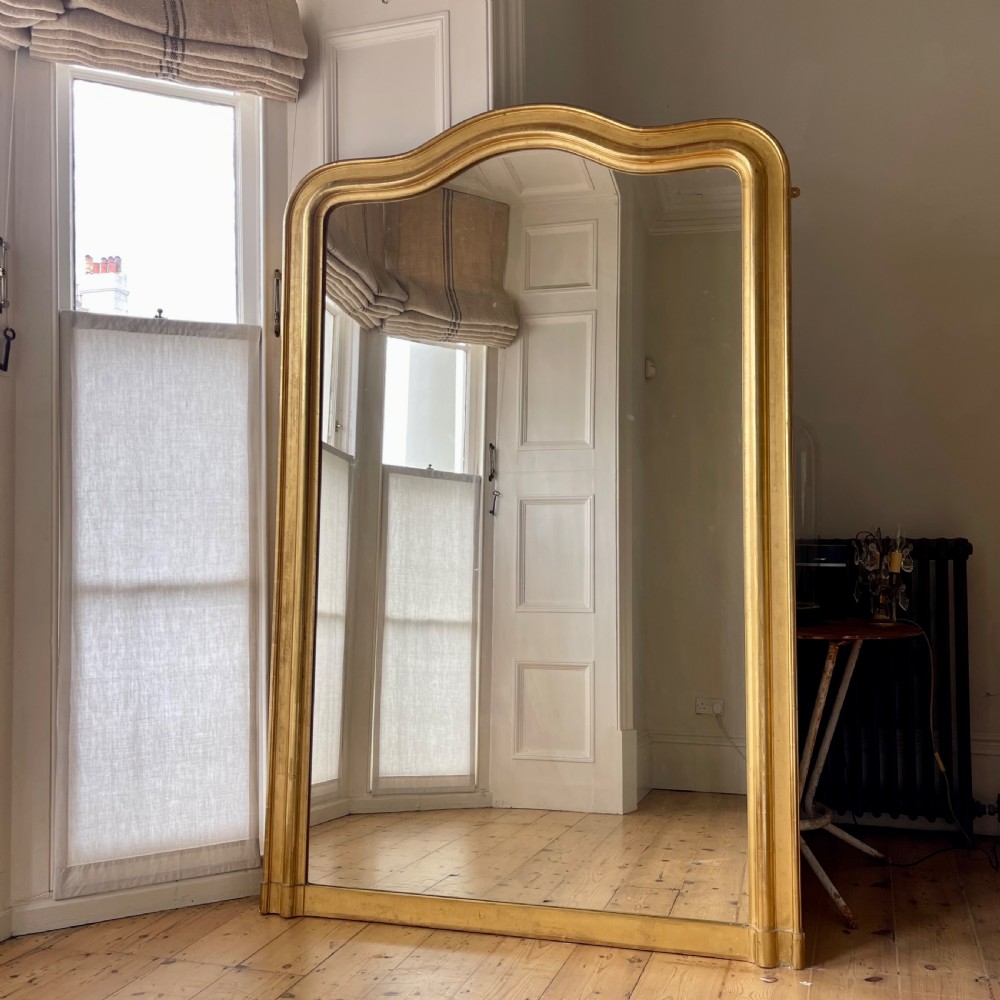 Antique French gilt leaner mirror - mercury glass