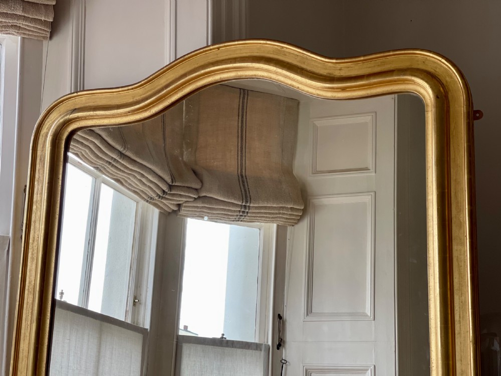Antique French gilt leaner mirror - mercury glass View III