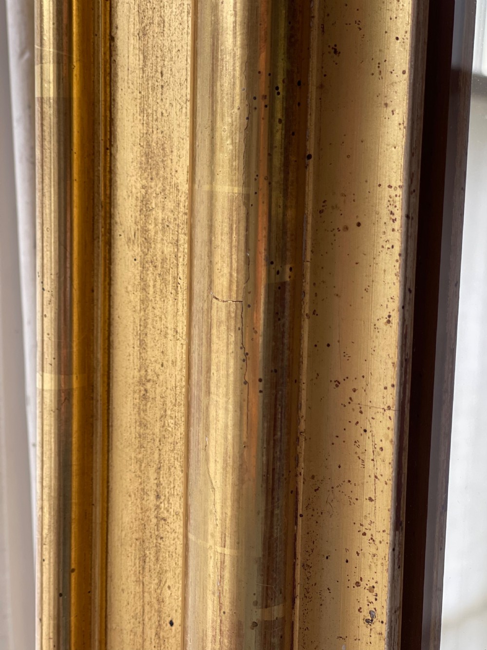 Antique French gilt leaner mirror - mercury glass View IV