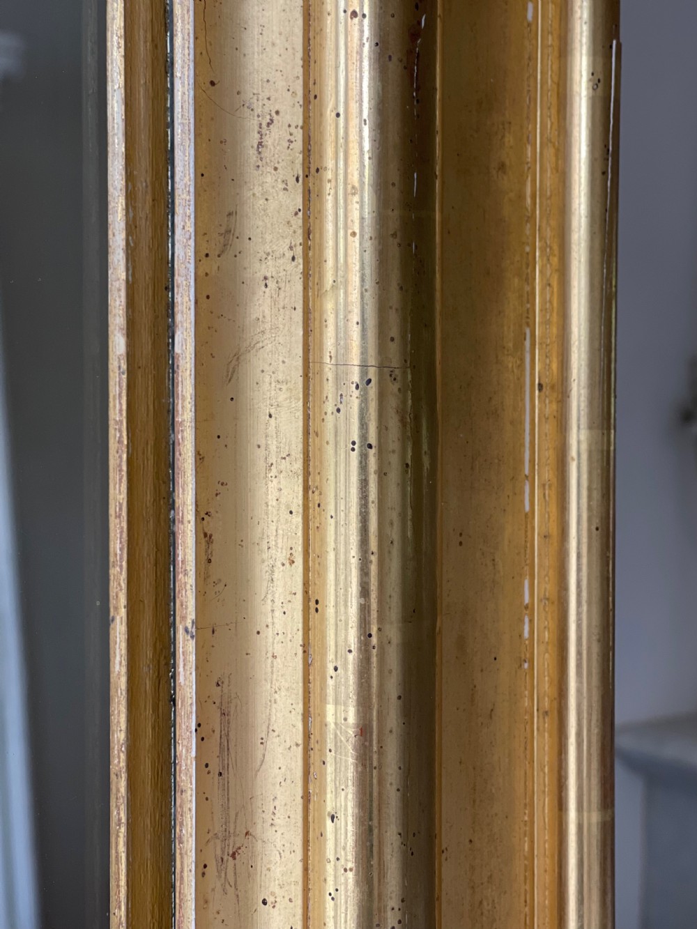 Antique French gilt leaner mirror - mercury glass View VI