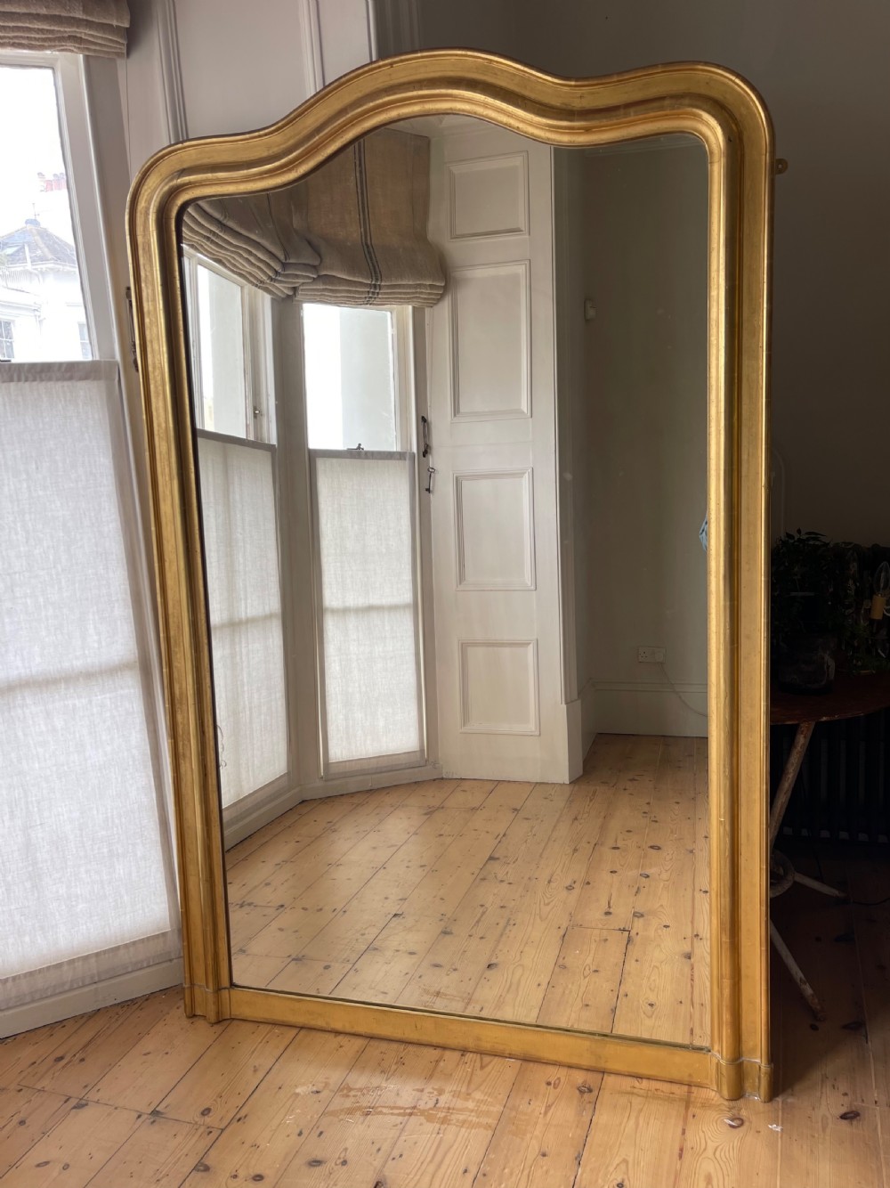 Antique French gilt leaner mirror - mercury glass View VII