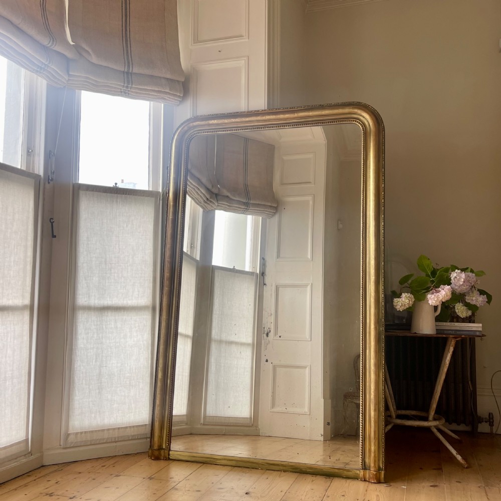 Antique French gilt Louis Philippe mirror - mercury glass View II