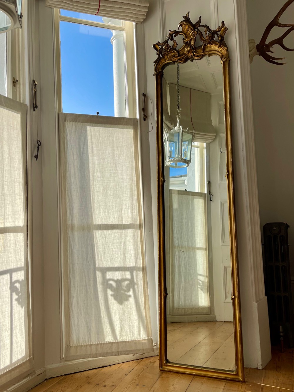 Tall antique French gilt Louis XV mirror