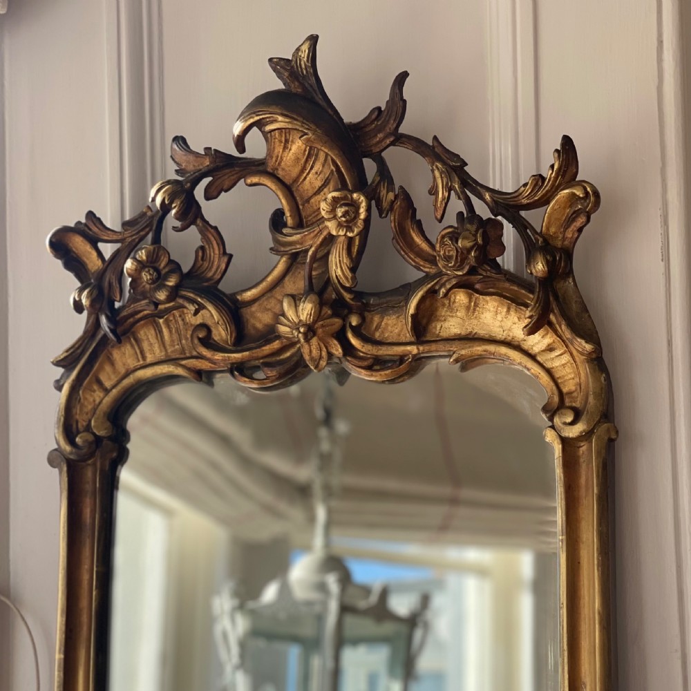 Tall antique French gilt Louis XV mirror View II