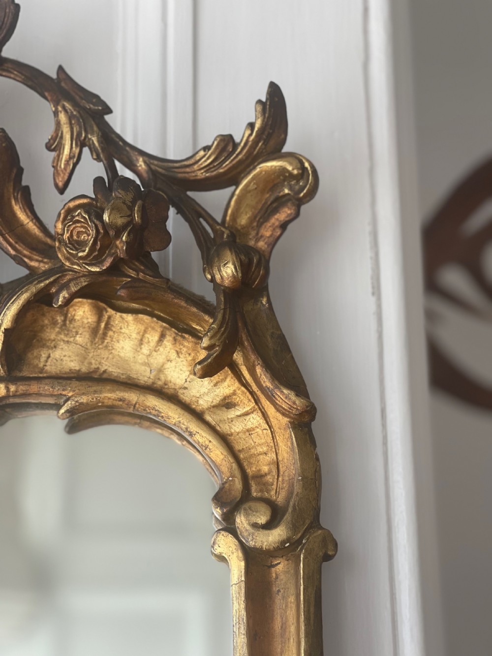 Tall antique French gilt Louis XV mirror View IX