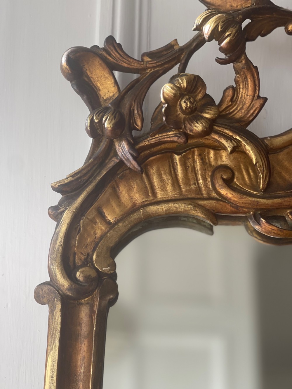 Tall antique French gilt Louis XV mirror View X