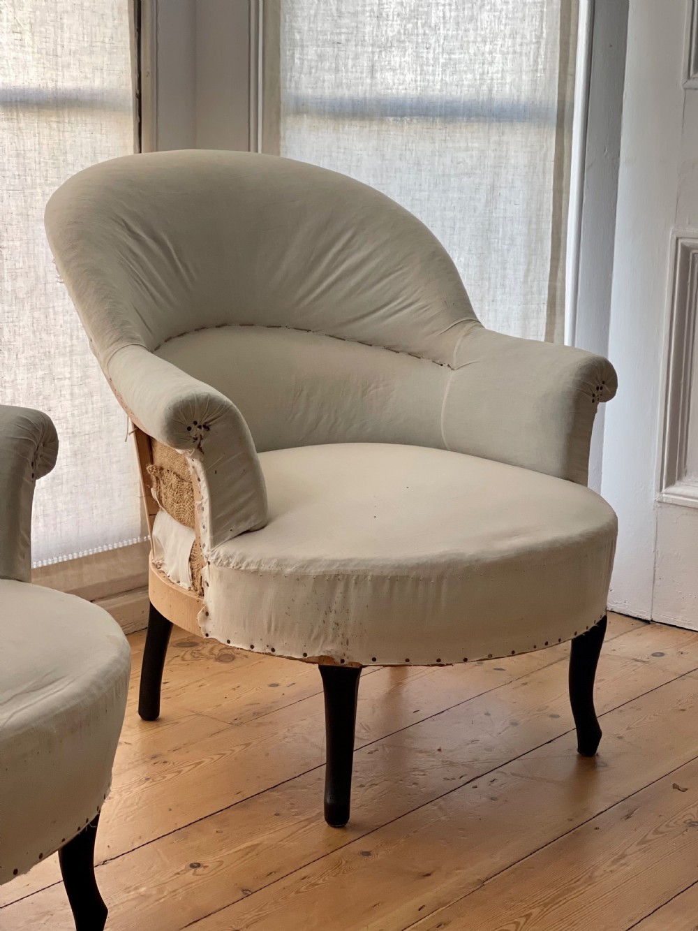 Pair of Antique French tub chairs View II