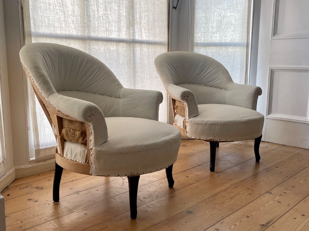 Pair of Antique French tub chairs View IV