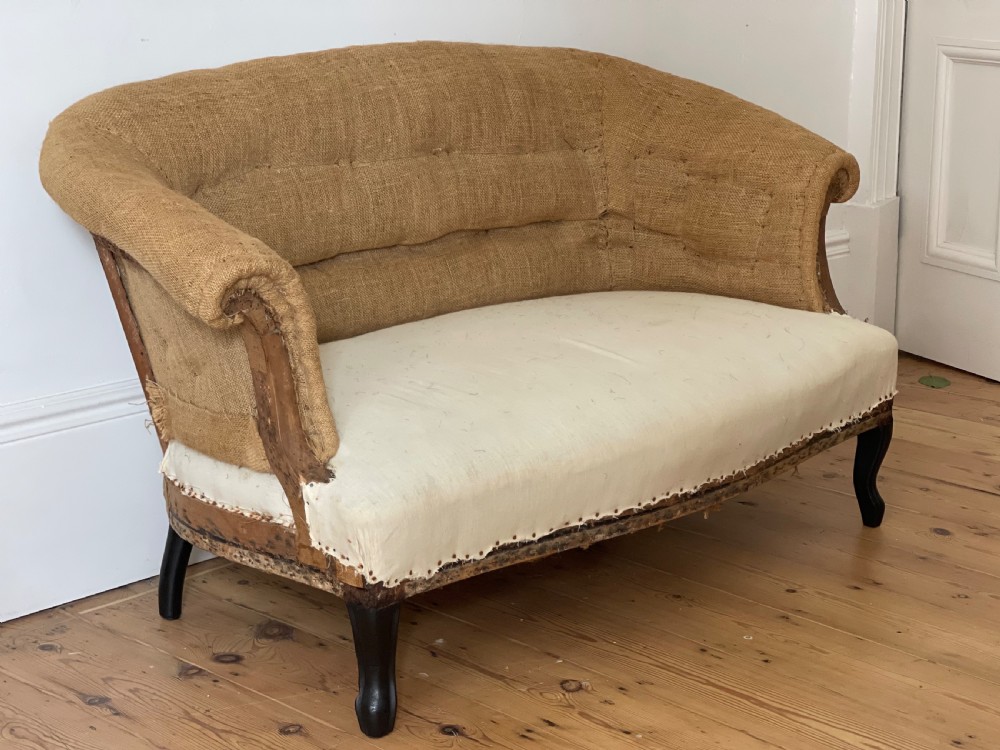 Antique French scroll top sofa View IV