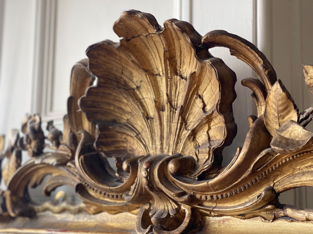 Large 19th century French gilt leaner mirror - mercury glass View II