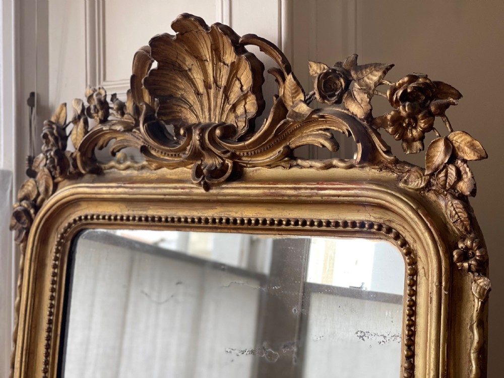 Large 19th century French gilt leaner mirror - mercury glass View IV