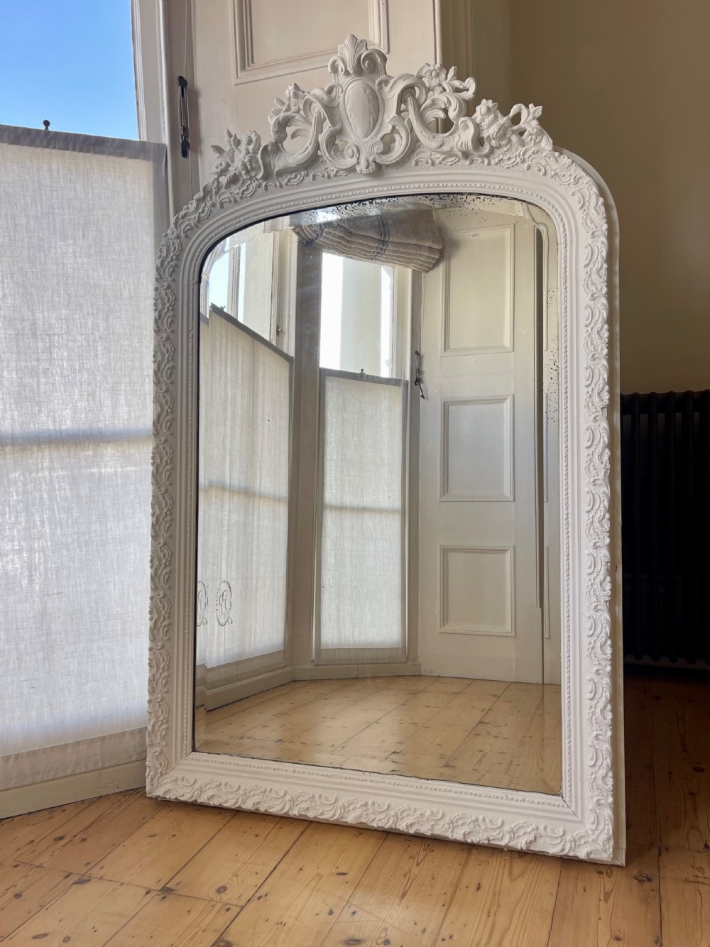 Large antique French mirror - bevelled glass View V