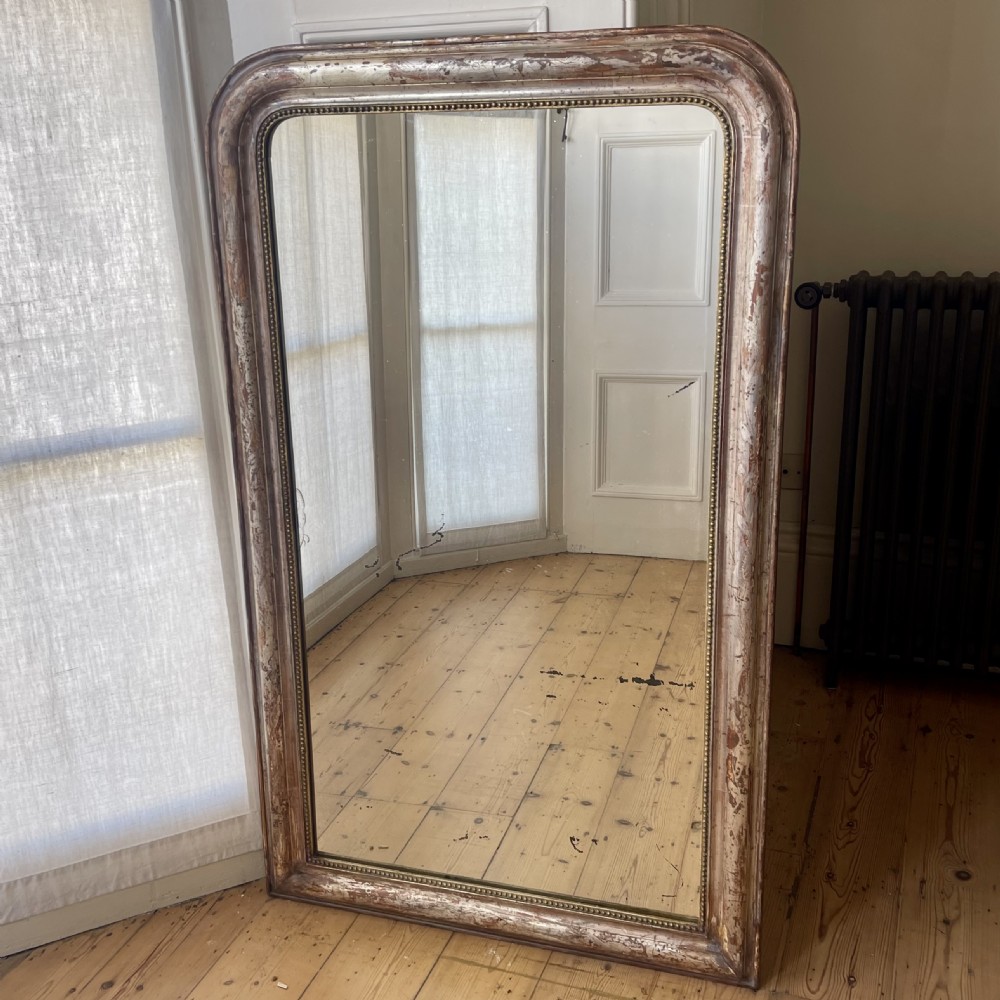 Antique French silver gilt mirror  View III
