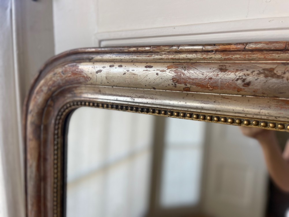 Antique French silver gilt mirror  View IV