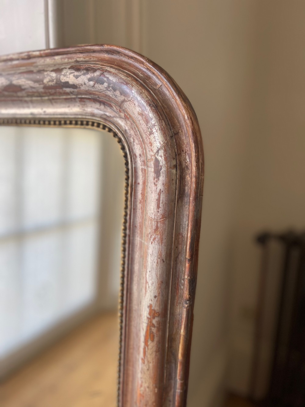 Antique French silver gilt mirror  View V