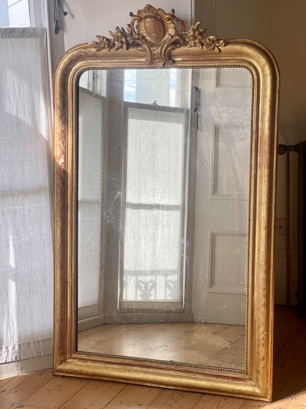 Antique French gilt Louis XV mirror View II