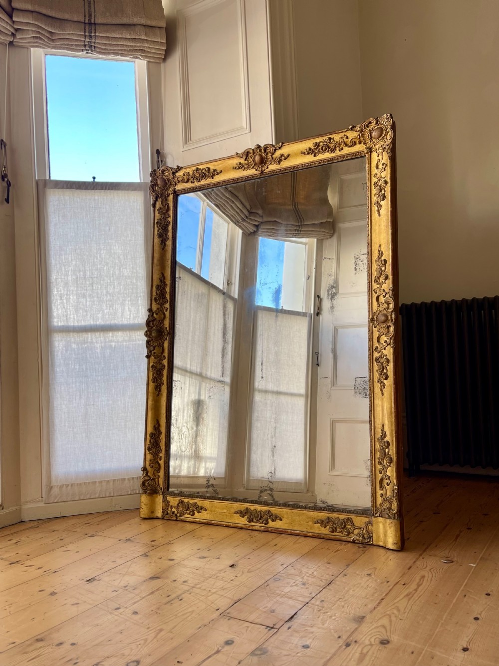Large antique French gilt leaner mirror  View II
