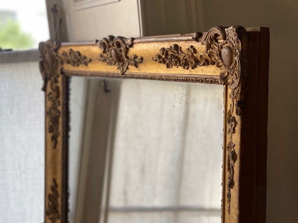 Large antique French gilt leaner mirror  View V