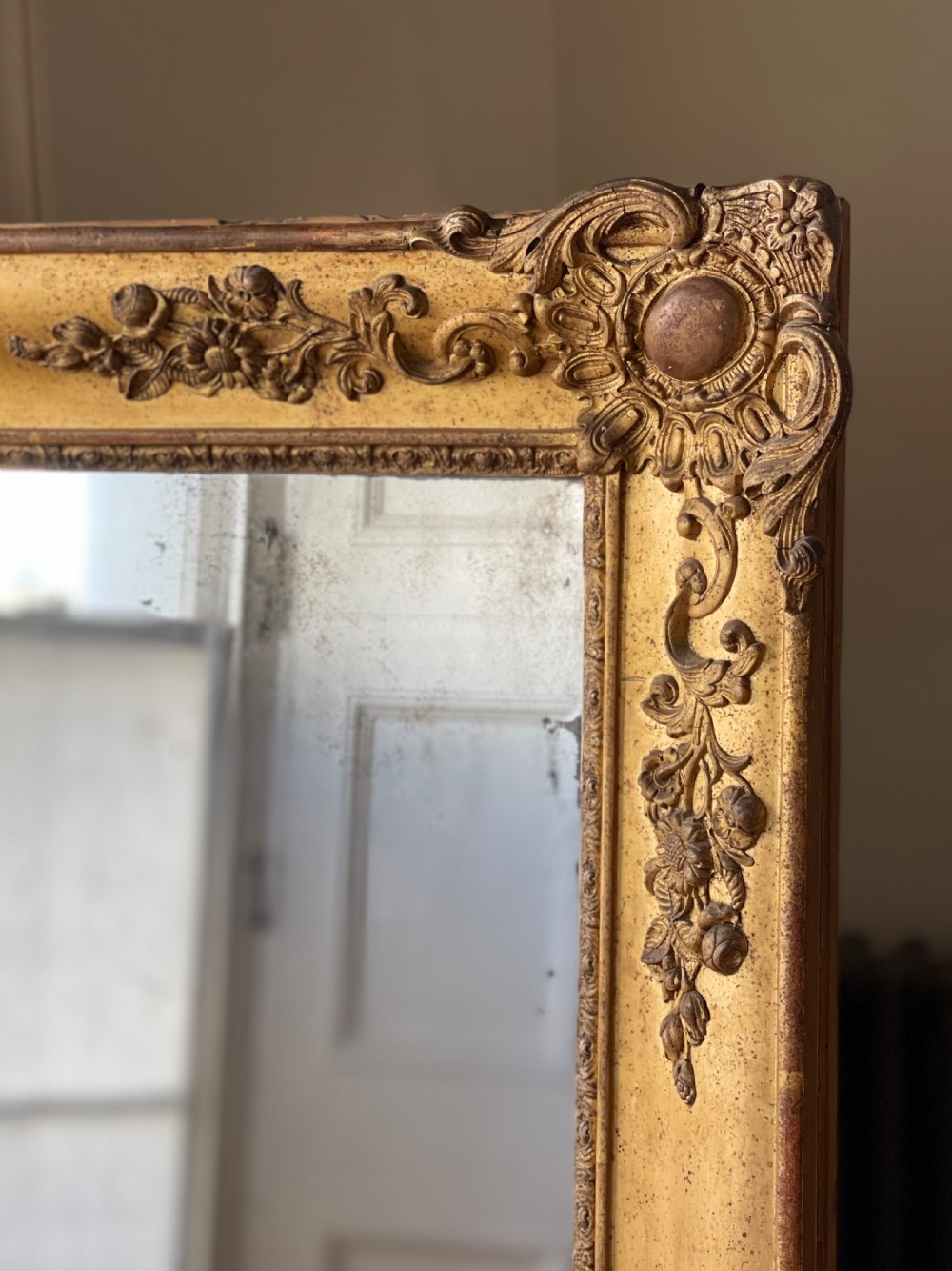 Large antique French gilt leaner mirror  View XI