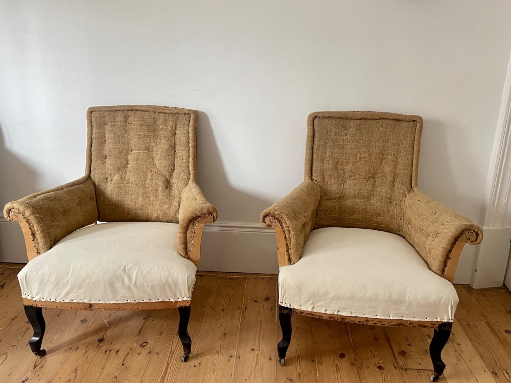 Pair of large 19th century French armchairs