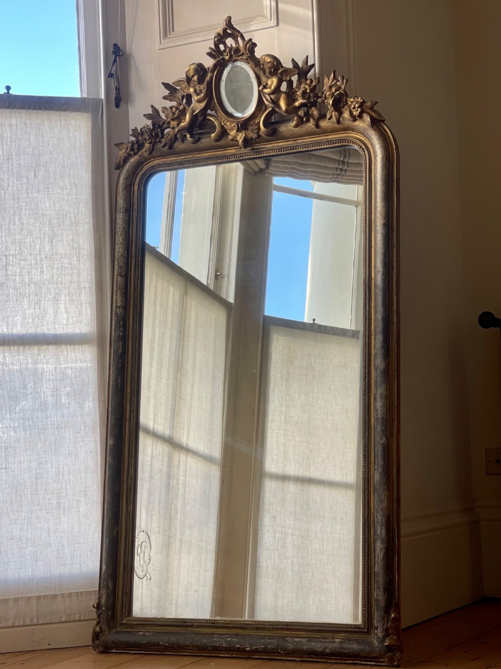 19th century French gilt cherub mirror