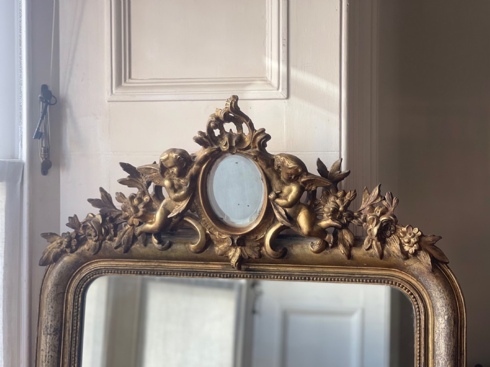 19th century French gilt cherub mirror View II