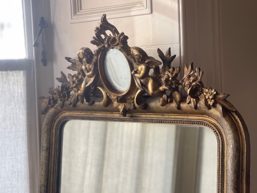 19th century French gilt cherub mirror View III