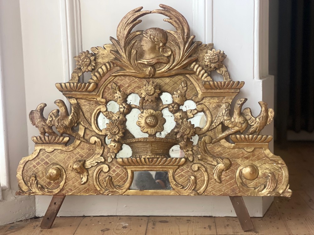Antique French gilt 18th century mirror crest