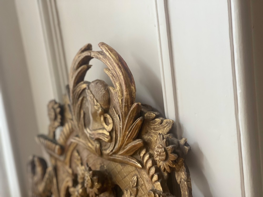 Antique French gilt 18th century mirror crest View III