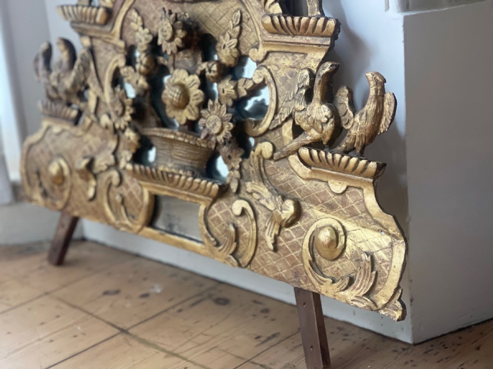 Antique French gilt 18th century mirror crest View VII