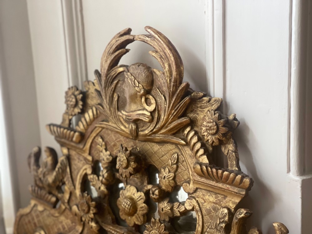 Antique French gilt 18th century mirror crest View VIII