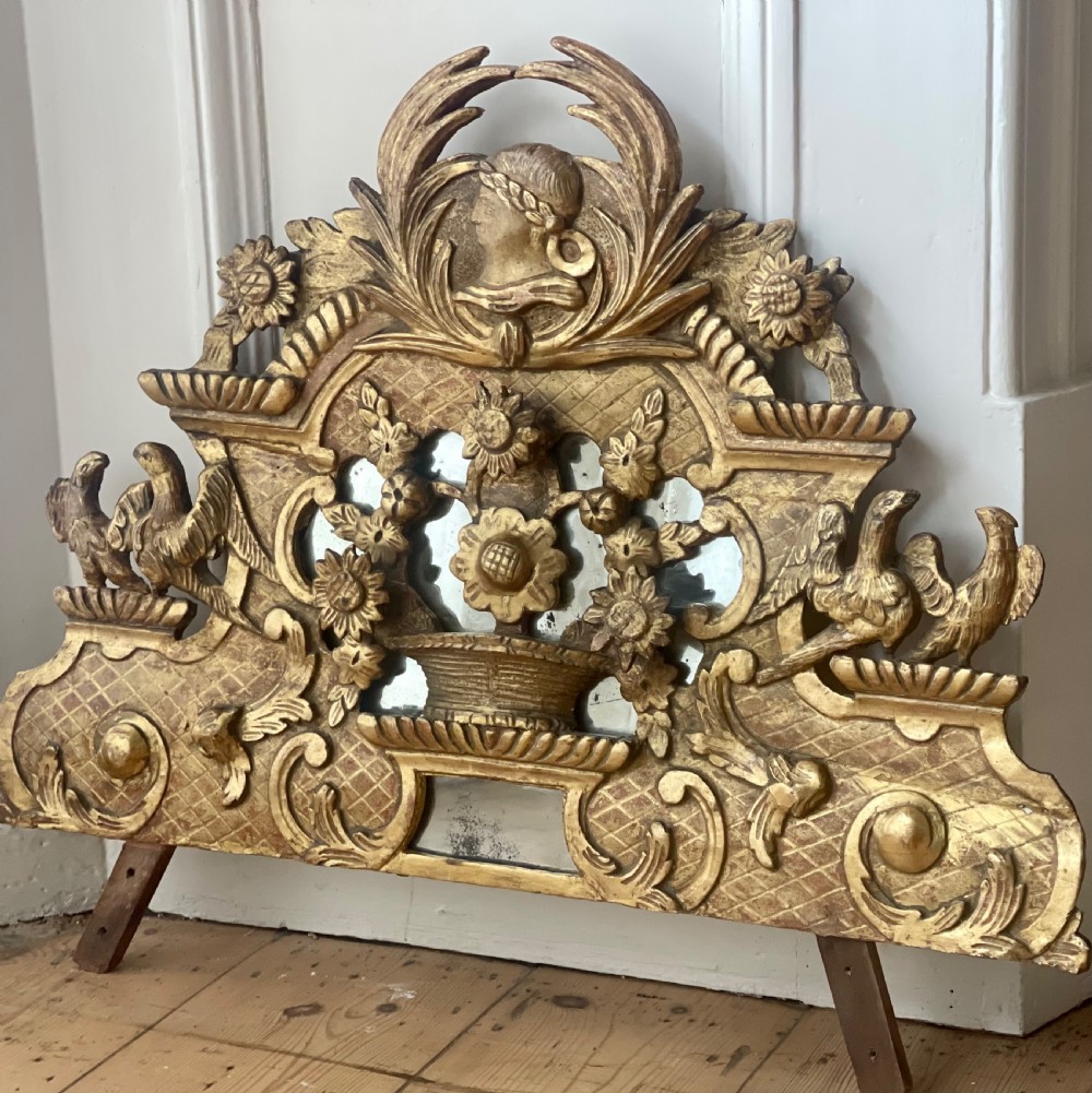 Antique French gilt 18th century mirror crest View IX